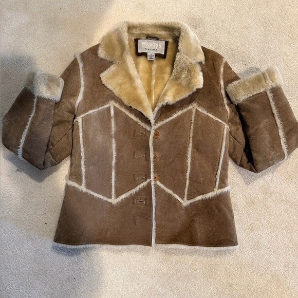 Wilson’s Leather Maxima Genuine Suede Cream Faux Fur Jacket Sz Med - Picture 5 of 7